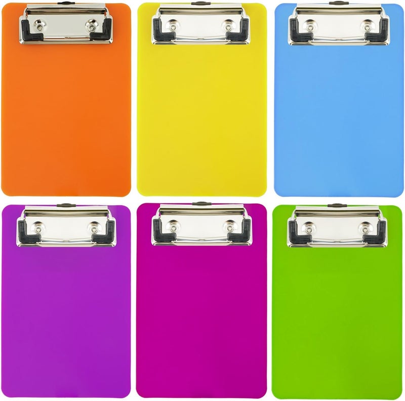 YONHTUTU 4x6in Mini Clipboards, 6 Pack Plastic Small Clipboards, Translucent A6 Size Mini Clipboard with Retaining Clips, Notepads Pocket Clipboard, Colorful Clip Boards for Classroom Restaurants Office Gifts - Image 1
